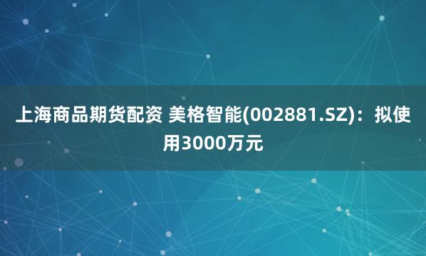 上海商品期货配资 美格智能(002881.SZ)：拟使用3000万元